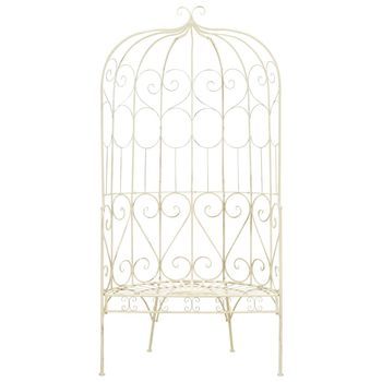 Banco De Jardín | Banco De Exterior | Silla De Jardín Metal Blanco Envejecido 95 Cm