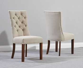 Anais Cream Fabric Dark Oak Leg Dining Chairs - Cream