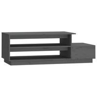 mesa de centro con 2 compartimentos y cajon diseno moderno 120 x 50 x 405 cm madera maciza de pino gris dec039173