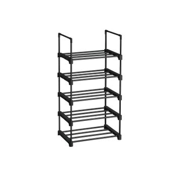 Estante Zapatero para Zapatos Metal Apilable Ahorra Espacio Almacenaje Multifuncional, Negro / 1