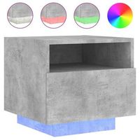 mesita de noche con luces led y cajon 40 x 39 x 37 cm madera contrachapada gris dec033190