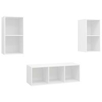 juego de muebles de salon 3 uds  mueble tv madera ingenieria blanco cfw14042