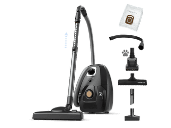 Aspirador con bolsa - Rowenta Green Force RO6189, 400 W, 4.5 L, Motor Effitech® bajo consumo, Filtrado HEPA, Radio 12 m, ECO, Especial Mascotas, Negro