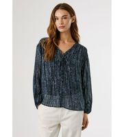 pepe jeans para mujer pl3051281 blusa mey azul l casual viscosa manga larga