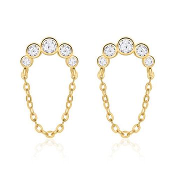 Pendientes con circonita de plata 925 chapada en oro