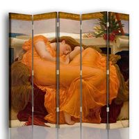 legendarte - biombo flaming june sol ardiente de junio - frederic leighton - separador de ambientes para interiores cm 180x170 5 paneles