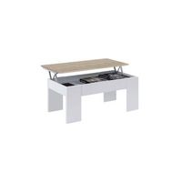 mesa de centro elevable low cost blanco artik blanco mate - roble canadian 100 x 4556 x 50 cm