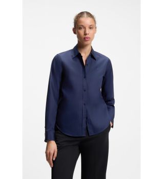HUGO para mujer. 50552832 Camisa The Essential marino (42), Azul, Casual, Algodón, Manga larga