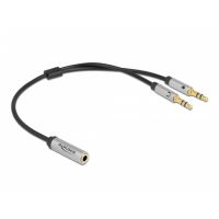 adaptador delock para auriculares 1 hembra estereo 4 contactos a 2 machos estereo 3 contactos 35 mm