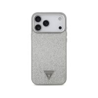 guess funda para iphone 17 pro max  carcasa de polipiel plata con purpurina y magsafe diseno elegante y ajuste preciso