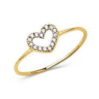 filigrana 8 quilates anillo de oro corazon circonita set