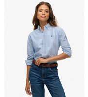 superdry para mujer w4010565a camisa slim oxford azul m casual algodon clasico manga larga