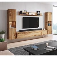 conjunto de muebles de salon paris xl juego de muebles de salon mueble de tv sin iluminacion led color wotan