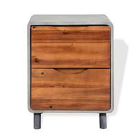 mesita de noche de hormigon y madera maciza acacia 40x30x50 cm