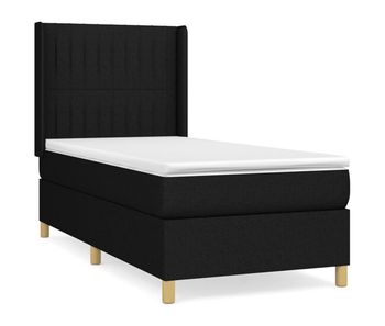 Cama box spring con colchón tela negro 90x200 cm rayas verticales