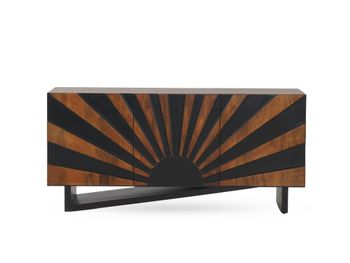 Aparador de 3 puertas de madera maciza de mango con patas de madera