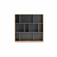 estanteria libreria en melamina roble y grafito 117x119x32 cm