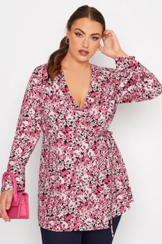 Limited Collection Top Rosa Cruzado De Flores, Mujer Curvy Y Tallas Grandes, Yours