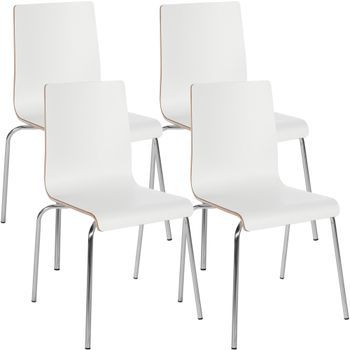 Set De 4 Sillas Apilables Gahanna Madera Blanco 49x49x85 Cm Clp
