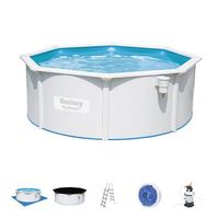 piscina desmontable de acero bestway depuradora de arena 360x120 cm hydrium con escalera cobertor y tapiz de suelo