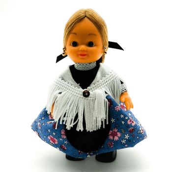 Muñeca regional Aragonesa Folk Artesanía original colección 15 cm.vestido típico Baturra (Aragón), fabricada en España.