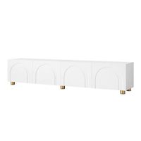 mueble de tv blanco de 180 cm con 4 puertas y relieve 3d