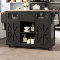 isla de cocina encimera toallero lateral puertas 3d paredes ajustables negro