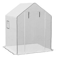 outsunny cubierta de repuesto para invernadero 140x143x190cm con ventana puerta enrollable anti-uv para plantas jardin blanco
