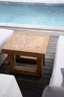 mesa auxiliar de madera de teca reciclada marron 50x50x40cm