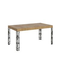 mesa extensible 80x160244 cm efecto madera roble natural hierro