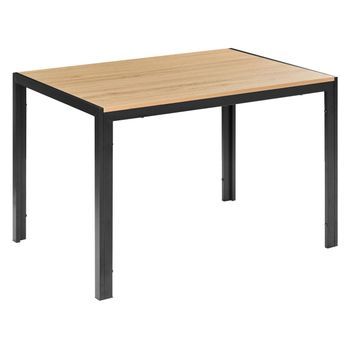 Mesa De Comedor Moderna De Mdf Con Metal 120 X 80 Cm Muebles De Sala De Estar Marrón Claro/negro Mann