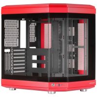 mars gaming mc-3t semitorre atx triple cristal templado 3x slots pci verticales usb-c 30 roja