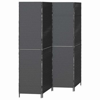 Separador De Habitaciones Negro 195 X 180 Cm Ratán Sintético Vidaxl