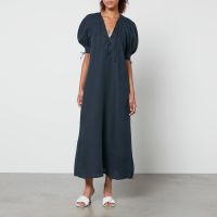 sleeper garden linen midi dress - s