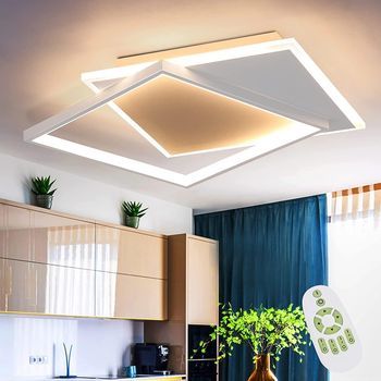 Lámpara De Techo Led Lámpara De Techo Led - 44w Regulable Cuadrada Blanca Dormitorio Zmh