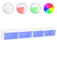 muebles de tv con luces led 2 unidades blanco 100x30x30 cm
