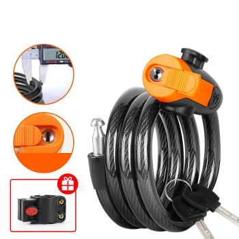 XANES Anti-ladrón Llave Candado de Bicicleta de 1.2m Largo Aleación de Acero Protección Resistente al Agua Candado Portá