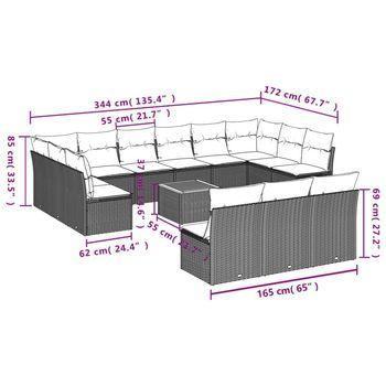 Conjunto De Sofá De Jardín (combinación De 14 Piezas Con Cojines Beige)