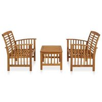 conjunto de muebles de jardin 3 uds  mesa y sillas madera de acacia maciza