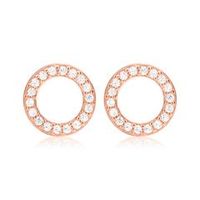 pendientes circulo plata 925 circonita rosado