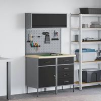vidaxl conjunto de armarios de trabajo con cajon manual 5 uds negro