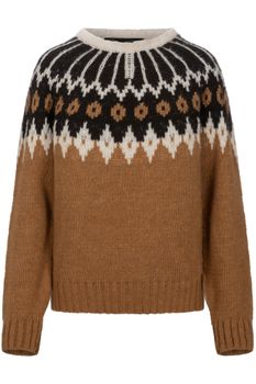 jersey de cuello redondo con motivo noruego camel nordic pattern s