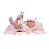 llorens nica - muneca con ojos azules y cuerpo fijo incluye traje rosa chupete y manta suave 40 cm