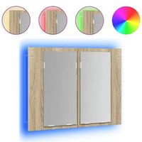 armario espejo de bano  mueble bano led acrilico roble sonoma 60x12x45 cm