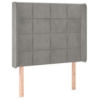 cabecero cama mueble de dormitorio con led de terciopelo claro 83 x 16 x 118128 cm gris m020001505
