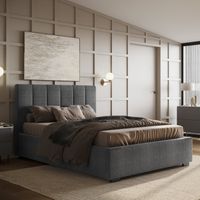 flair grey waltz fabric ottoman kingsize bed - king
