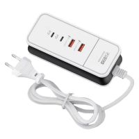 regleta de alimentacion pd50w de 4 puertos con dual usb  dual type-c pd qc30 adaptador de carga rapida para viajar plu