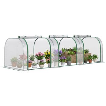 Outsunny Invernadero de Jardín con Marco Acero y PVC para Cultivo de Plantas Tipo Túnel 295x100x80 cm Transparente   Aosom España