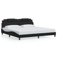 estructura de cama viana sin colchon cuero sintetico negro 200x200 cm vidaxl