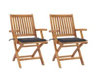 vidaxl sillas de jardin 2 uds con cojines antracita madera de teca